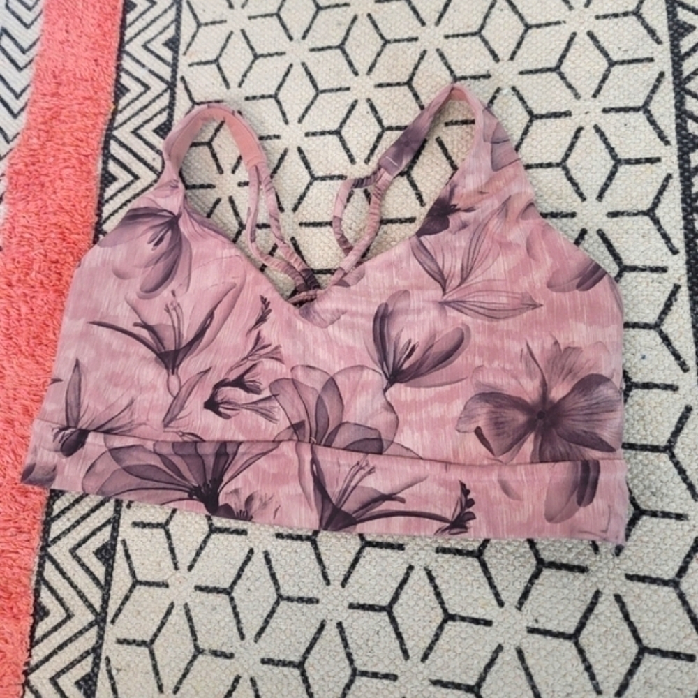 Athleta Floral Solace Printed Bra in Inner Beauty Earth Rose, sz SMALL